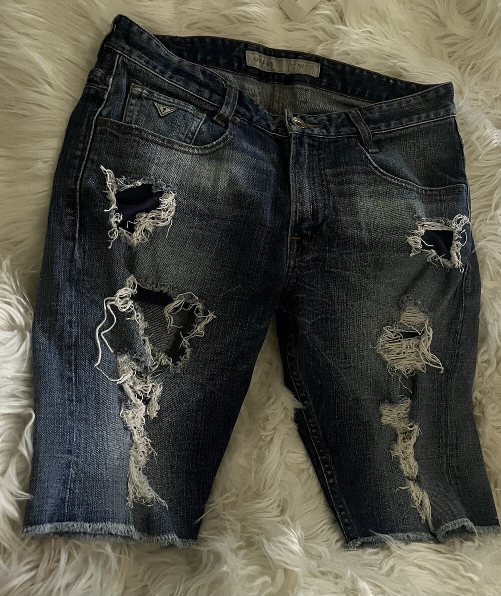 Guess Men's Denim Shorts Distressed Size 31